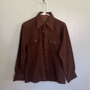 Classic Men's Brown Button-Down Casual Shirt